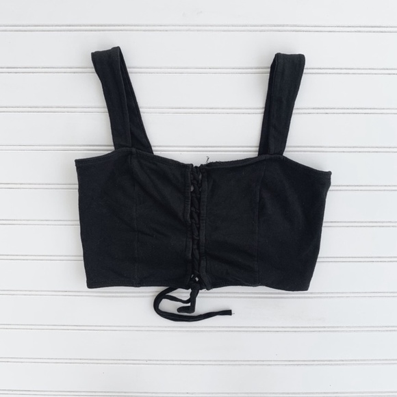 Nollie Black Lace-Up Crop Top | Size Small - Picture 1 of 8